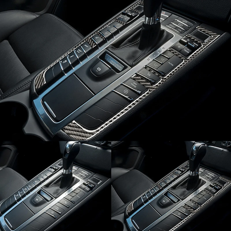 2Pcs 패널 스티커 내열성 내구성 탄소 섬유 중앙 기어 시프트 패널 트림 커버 for Porsche Macan 2014-2021