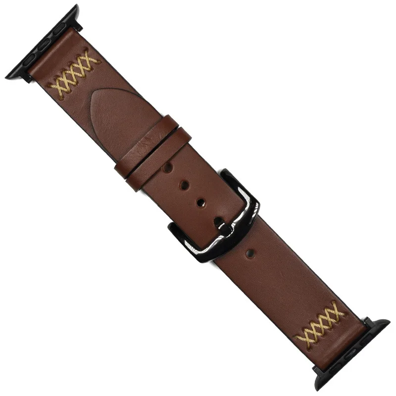 Ремешок для часов Apple Watch из натуральной кожи 38 мм 40 мм 42 мм 44 мм для iWatch серии 5 4 3 2 1 с адаптером черного или серебристого цвета - Цвет ремешка: Dark Brown 1