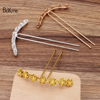 

BoYuTe New Arrive (2 Pieces/Lot) 12.5*88MM Metal Alloy Flower Hair Stick Diy Retro Hair Jewelry Accessories Hand Made Materials