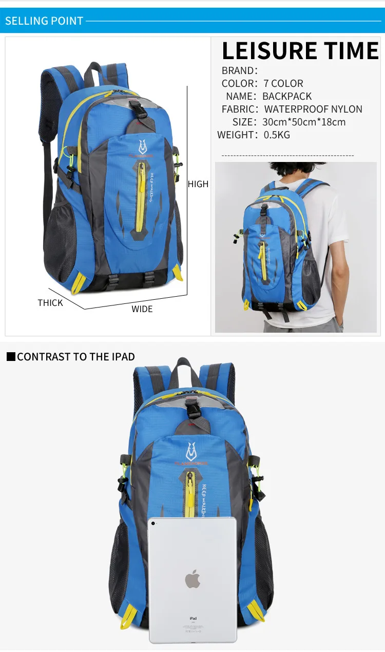 New Style Mountaineering Bag Backpack Outdoor Backpack Casual Sports Bag Waterproof Rucksack Customizable Logo
