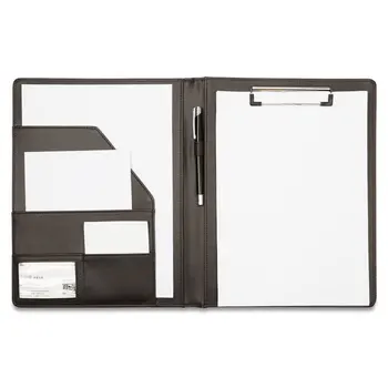 

High Quality A4 PU leather File Folder Paper Clip Padfolio For Office School Supplies 1679 Brown