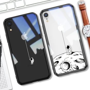 

For iPhone X XR xs max tempered glass case 6d girl painted Explosion-proof clear glass cover For iphone xr xs max Glass case