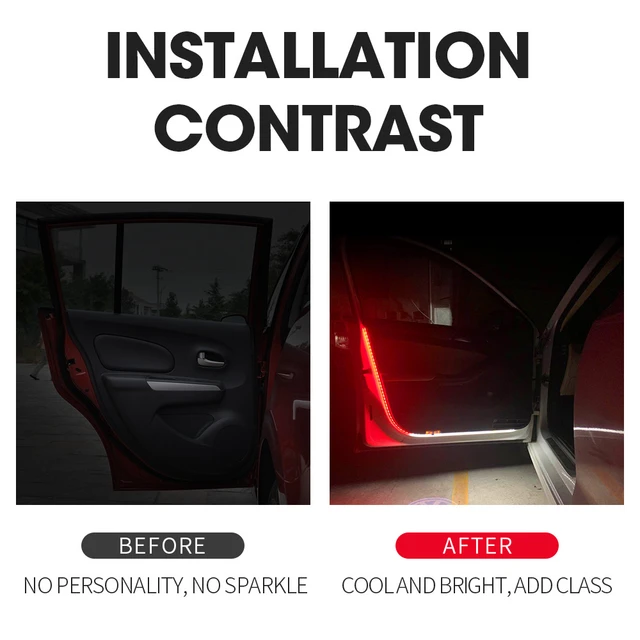 Tira de luz LED anticolisión para puerta de coche, lámpara de flujo de 120cm, luces de advertencia de apertura de puerta, decoración de bienvenida, 2 uds. - AliExpress