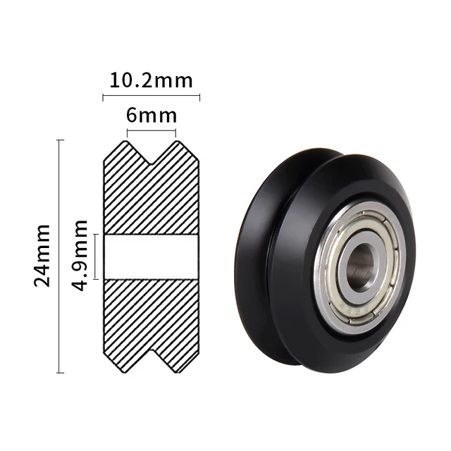 MEGA 10SETS POM Pulley Bore 5mm Wheel V slot Ball Bearing 625RS 625ZZ 3D Printer Parts CNC Transparent Polycarbonate Openbuilds Black V with 625ZZ