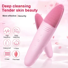 Silicone Cleansing Instrument Electric Waterproof Facial Massager Brush USB Ultrasonic Skin Pore Cleaner Washing Machine