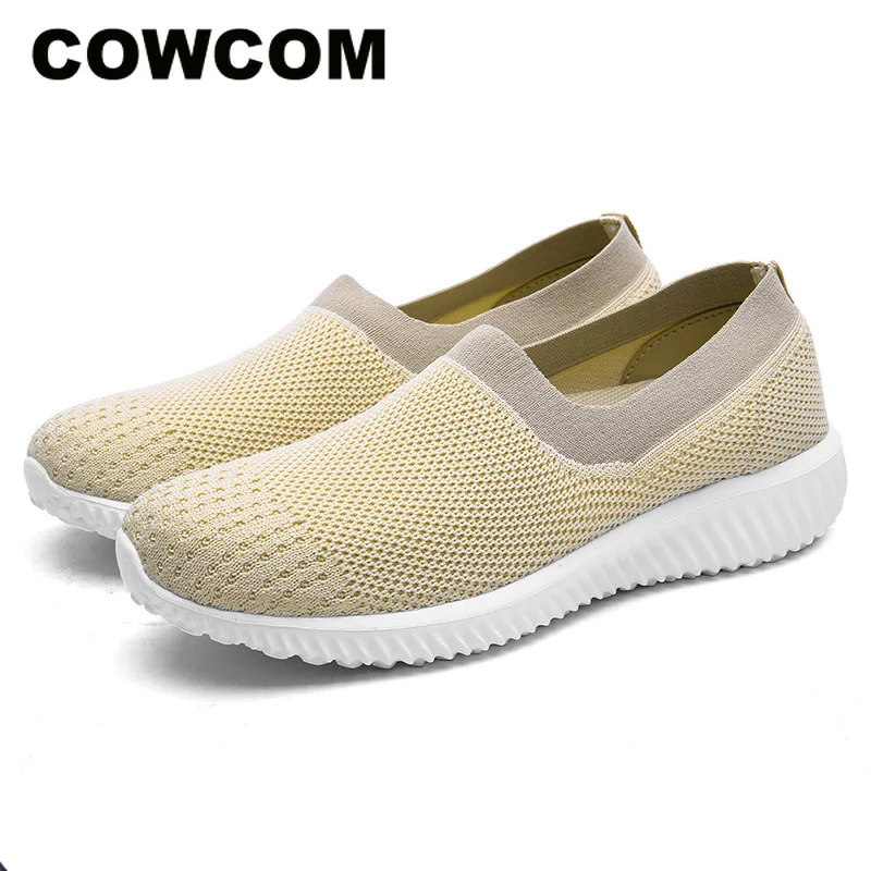 COWCOM/весна 2021 Тканая женская обувь Прогулочная для пожилых людей Легкие кроссовки