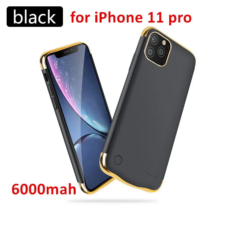 5500 мА/ч чехол для зарядного устройства для iPhone 11 чехол для внешнего аккумулятора для iPhone 11 pro 11 pro max 6000 мА/ч чехол для внешнего зарядного устройства - Цвет: Black for i11 pro