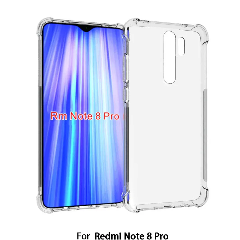 Case Clear For Xiaomi Redmi note 8 Pro Shockproof Funda Four Corners Airbag TPU Soft Phone Back Cover for |