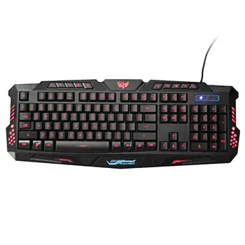 

A877 Gaming Keyboard USB Wired 114 Keys LED Backlight Gamer Keyboard Black Keypads with 10 Fuction Keys for Computer PC Desktop