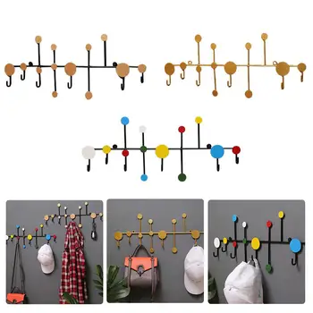 

Wall Storage Iron Hook Polka Dot Wrought Iron Decorative Wall-mounted Key Hook Coat Hat Hanger For Living Room Organizer