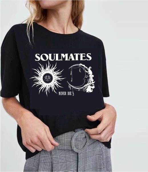 Kuakuayu Hjn Soulmate Never Die Girls Tees Women Retro Style Sun Moon Kissing Art Drawing T Shirt Cute Aesthetic Grunge T Shirts Aliexpress