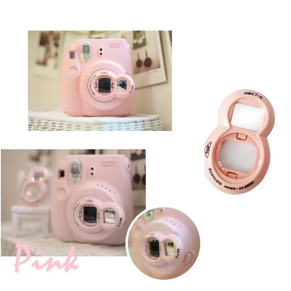 Для Fujifilm Instax camera Mini 9 Mini 8 Mini 7s PIC-300 пленочный объектив крупным планом с зеркалом для селфи с милым классическим дизайном - Цвет: Pink