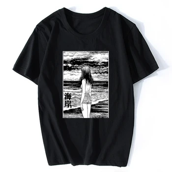 

Uzumaki Custom T Shirts Japan Sea Horror Manga Tshirt Junji Ito Tees Anime Adult Round Neck Short Sleeve Otaku Tees Cotton Men