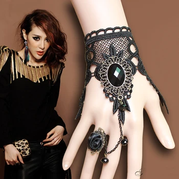 

Vampire Gothic Steampunk Medieval Cosplay Fancy Jewelry Fasion Rosette Lace Superheroe Fairy Tail Bracelet Bangles for women
