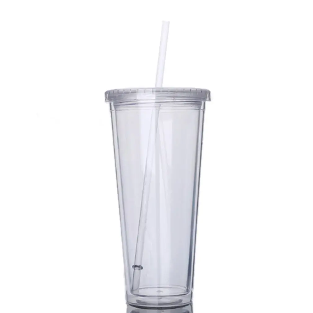 

650ML Travel Portable Cup with Straw Sport Plastic Fruit Juice Water Bottle Sealed Cup Double layer plastic
