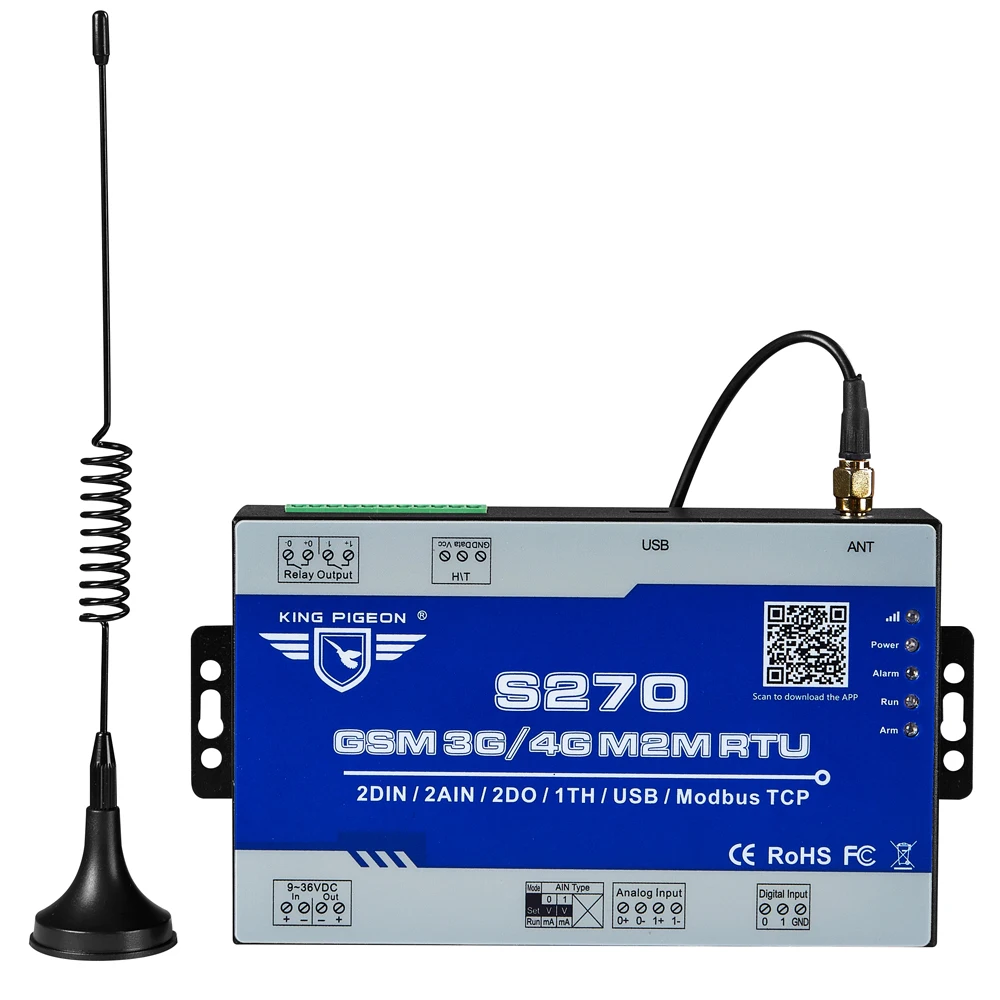 Kit de Telemetria sem Fio Rtu com 2 2do para Controle da Bomba Modbus Gateway Lte Celular Din 2ain Água S270 Gsm 3g 4g