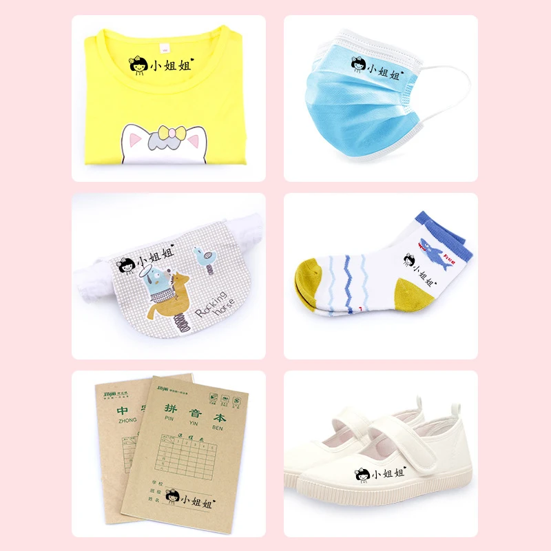 Name Stamp Name Stickers Name Sticker Children's Name Seal Custom Student's Name Stamp Kindergarten Clothes Waterproof Sticker Kawaii Montessori Stamp Gift