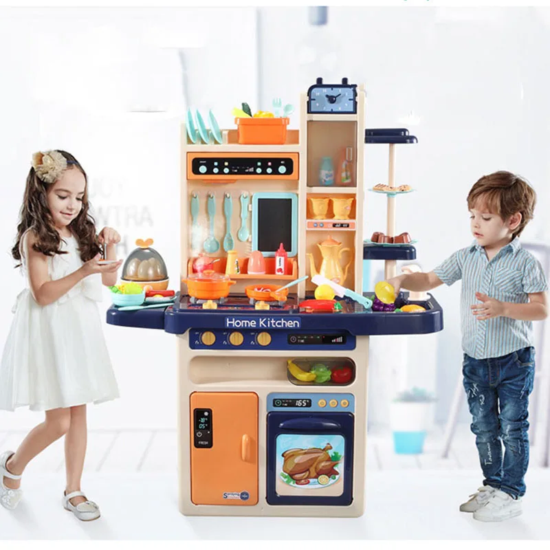 Kitchen Toys Infant Shining 93cm Kids Play House Kitchenware Set 65pcs Pretend Play Simulation Children's Cooking