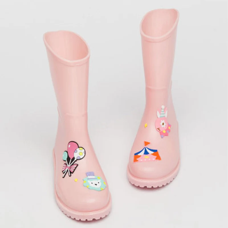 Резиновые сапоги; женские резиновые слипоны; Водонепроницаемая Обувь с фламинго на каблуке; короткие резиновые сапоги; женские резиновые сапоги - Color: Pink Rabbit