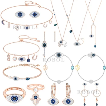 

High Quality Original SWA Necklace with Original Engraved Symbolic Devil's Eye Necklace Bracelet Earring Set Jewellery