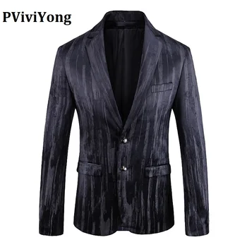 

PViviYong Brand 2019 high quality suit top for men，men Blazer British Style stripe suit men slim fit suit jacket men 1928