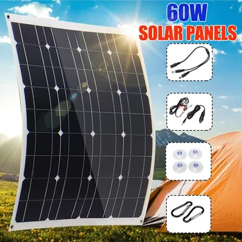 

60W 12V Flexible Solar Panel 60x52cm Light weight Dual USB Mono crystalline cells solar battery charger For Outdoor RV Car Boat