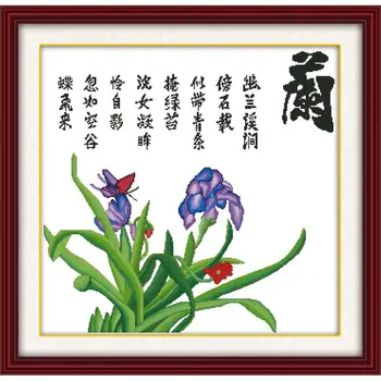 

Joy Sunday Love of orchids DIY Crafts Cross Stitch Kit Printed Patterns 11&14CT DMC Counted on Canvas Chinese Embroidery Sets