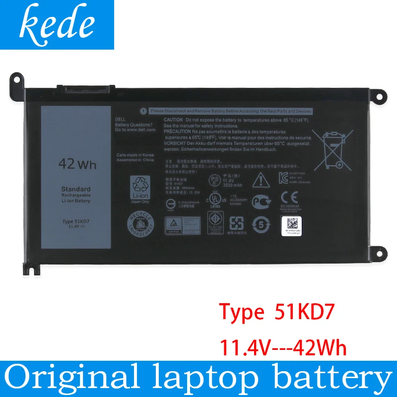 Kede 51KD7 аккумулятор для ноутбука dell Chromebook 11 3180 3189(11,4 V 42Wh