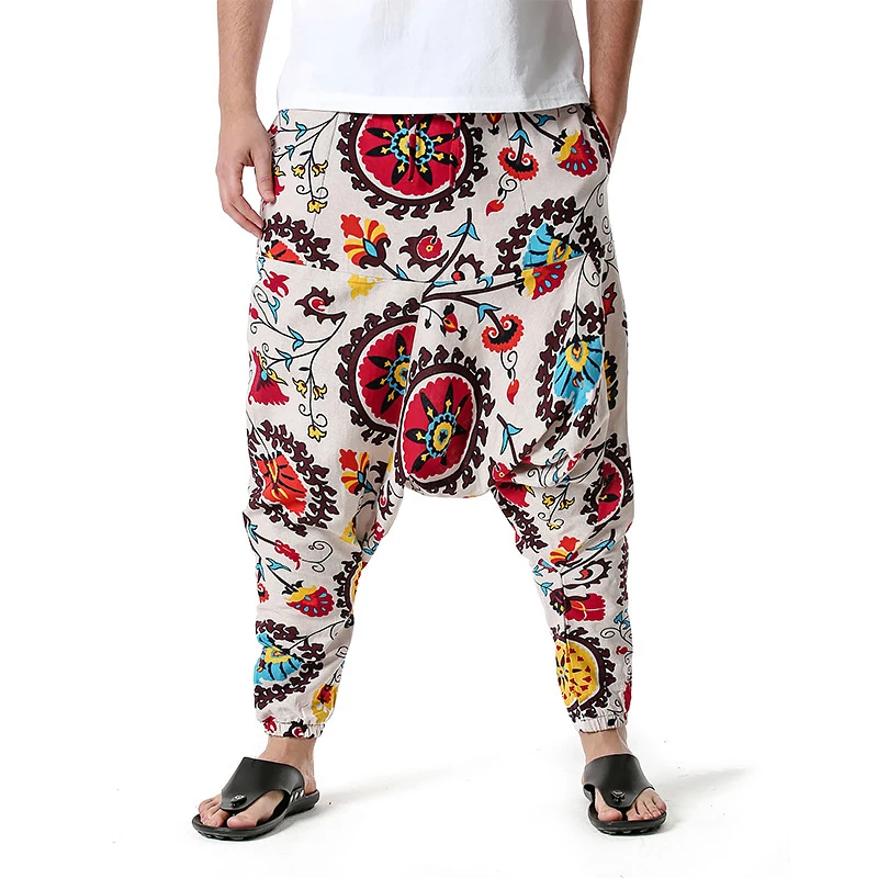 Boho סגנון Mens מכנסיים 2021 חדש כותנה 