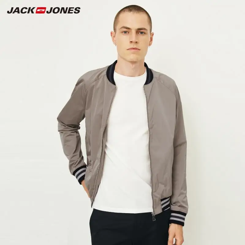 JackJones Осенняя мужская легкая Повседневная бейсбольная куртка с длинным рукавом и воротником, мужская одежда 218321539 - Color: SHADES