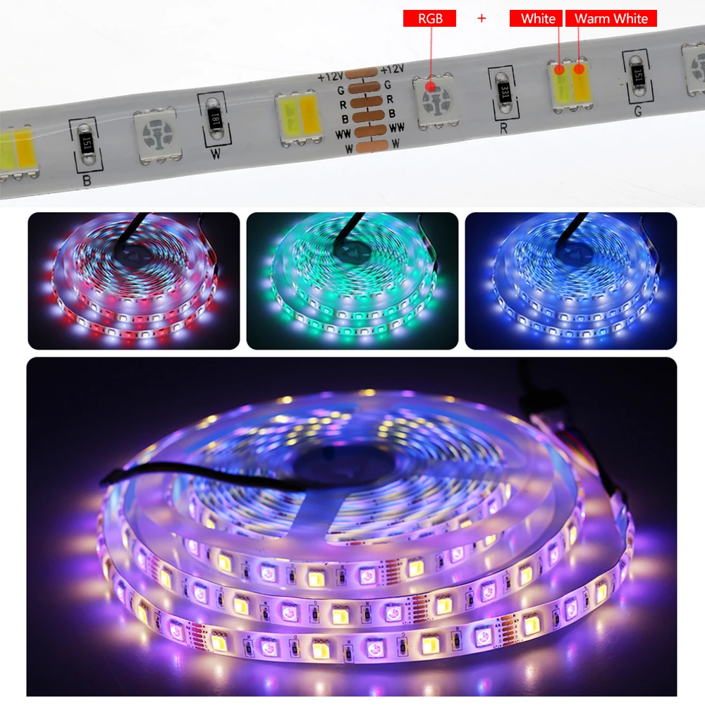 Светодиодная лента RGBCCT RGB + теплый белый холодный 5 цветов м пульт дистанционного