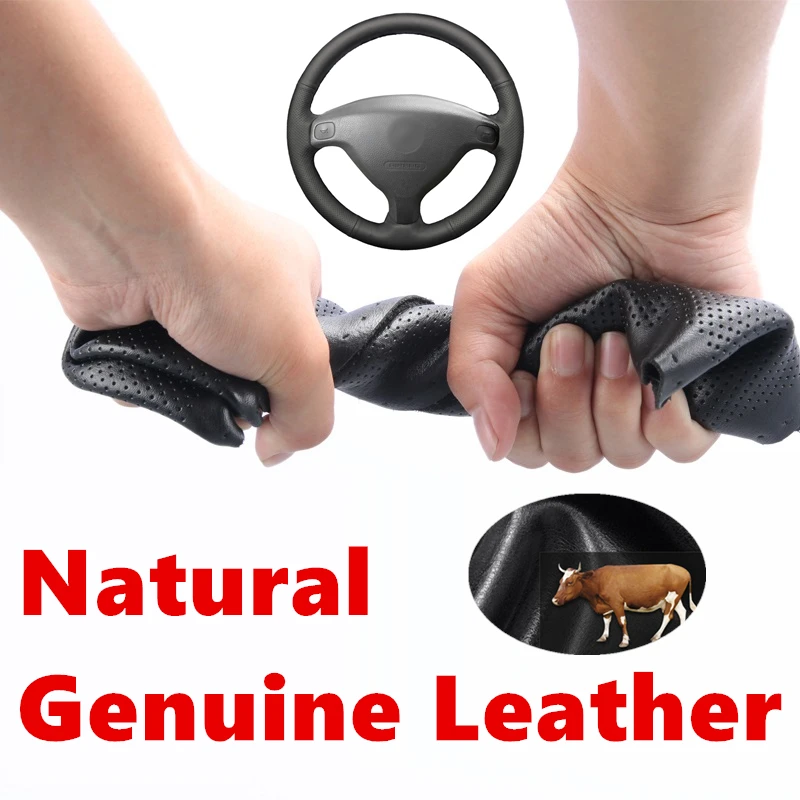 

DIY Genuine Calfskin Leather Car Steering Wheel Covers for Opel Astra (G) 1998-2004 Zafira (A) 1999-2005 / Agila (A) 2000-2004