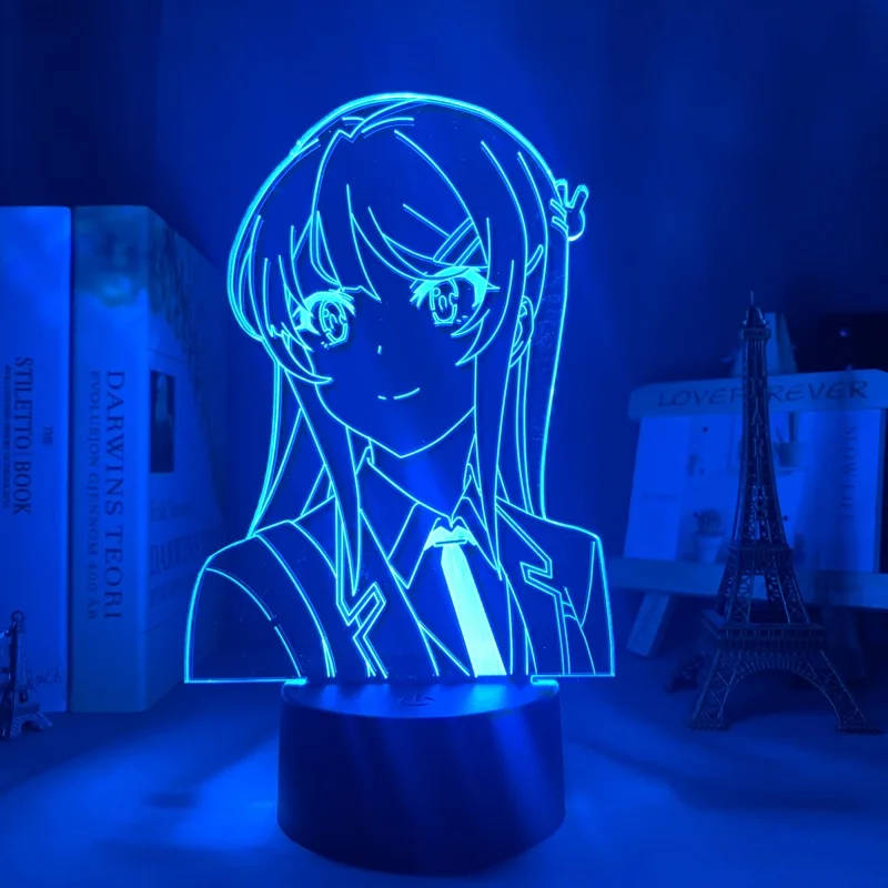 Anime Waifu Mai Sakurajima Led Night Light for Bedroom Decor Mai Light Gift for Friend Sakurajima Bunny Girl Led Lamp Anime Gift