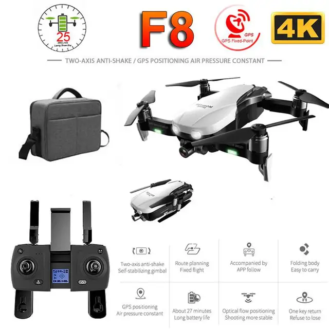 $US $139.95 F8 Profissional Drone with 4K HD Camera Two-Axis Anti-Shake Self-Stabilizing Gimbal GPS WiFi FPV RC