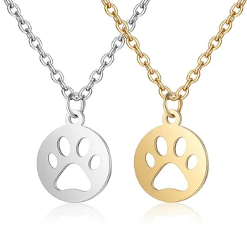 

Christmas Charms Stainless Steel Jewelry Cat Paw Print Necklace Female Kitten Paw Fashion Pendant Necklace Angel Wings