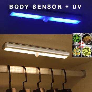 

UVC Lamp Sterilizer UV Lamp LED Night Light Body Sensor Control 1000mAh 6000K 2W Light For Wardrobe Bedroom Home Protection Led