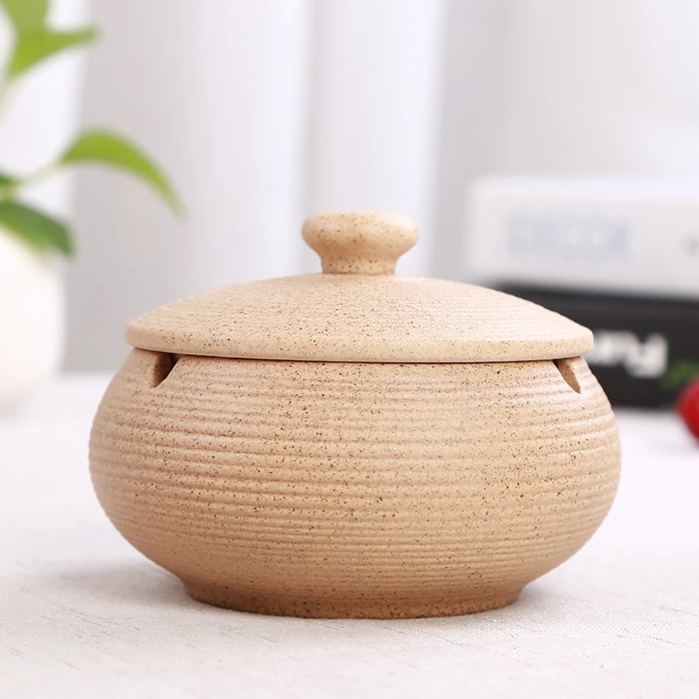 Creative Ceramic Ashtray Round Pot Anti-scald Ashtray Smoking Accessories. 