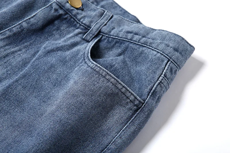 2019 осенние джинсы Рваные женские уличная Высокая талия молния широкие прямые джинсы Карманы брюк брюки Харадзюку Pantalon Mujer