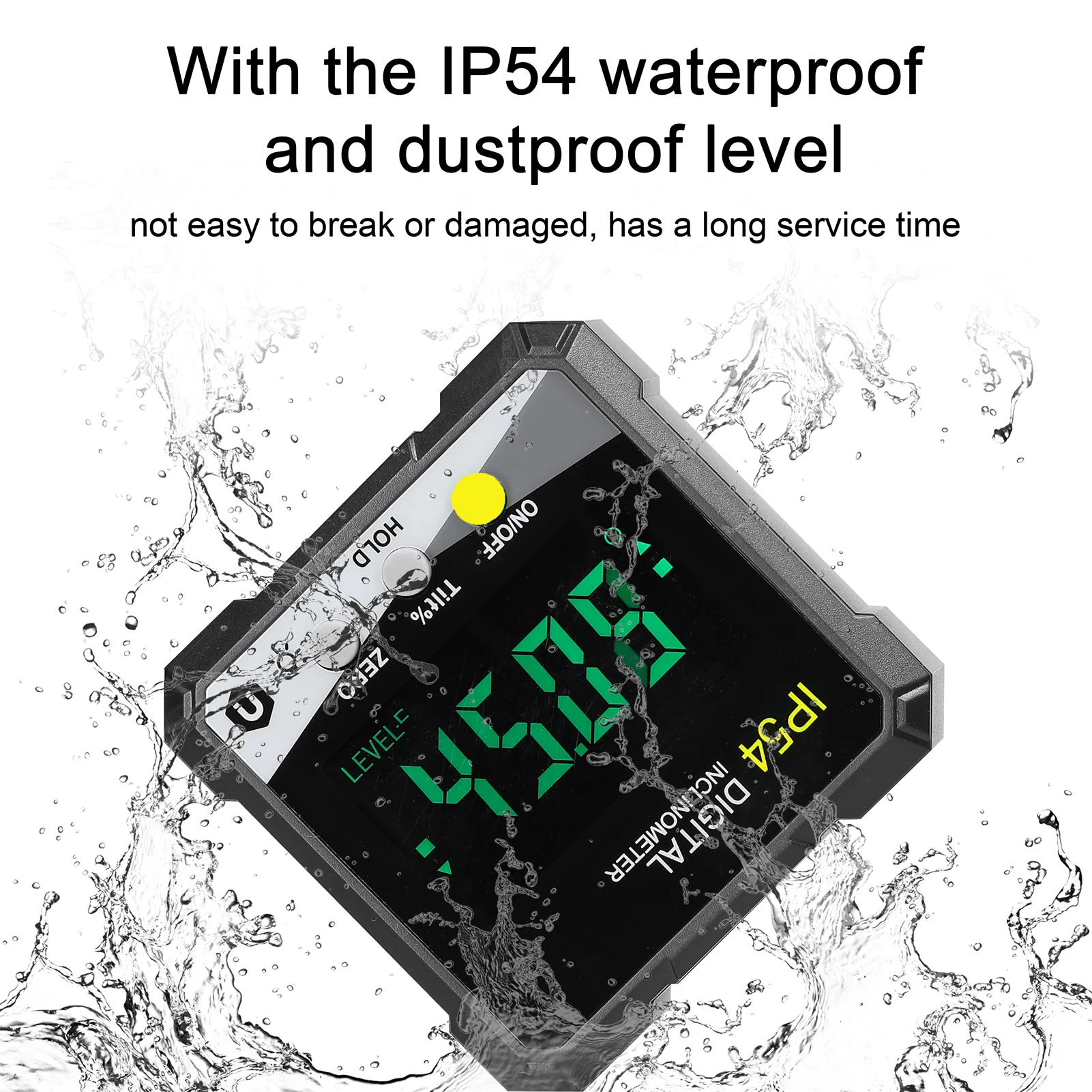 IP54 4*90&deg; Digital Inclinometer LCD Backlight Digital Protractor Slope Meter Angle Ruler Single-side Magnetic Protractor