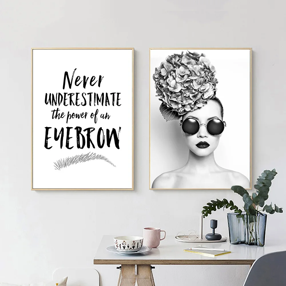 

Eyebrow Canvas Poster Makeup Wall Art Painting Audrey Hepburn Print Beauty Salon Poster Black And White Wall Pictures Home Decor