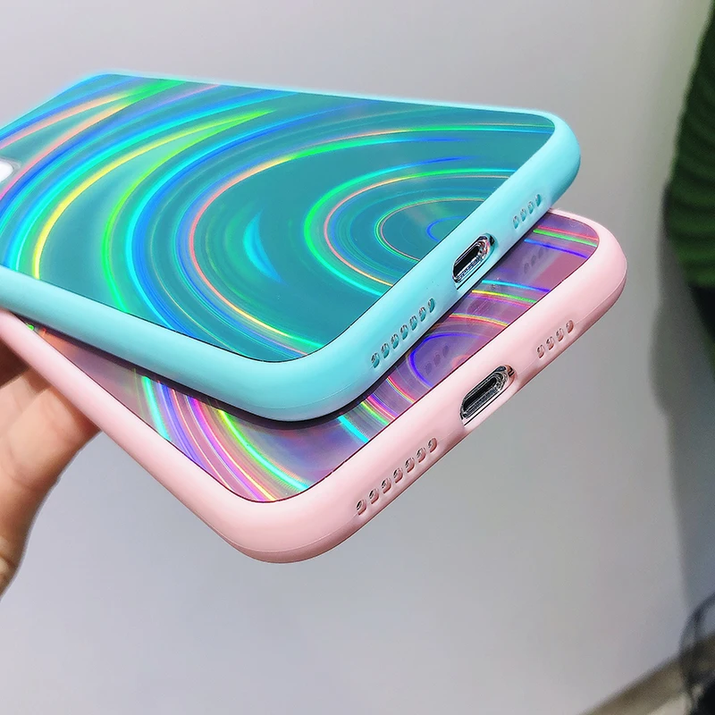 Голографический чехол для телефона с лазерным светом iPhone 12 Mini 11 Pro Max XR X XS 7 8 6S Plus