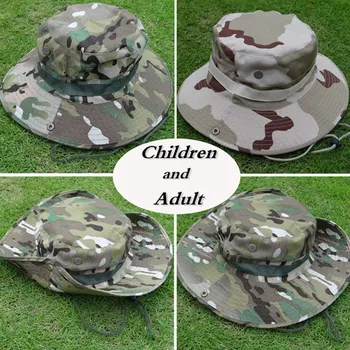 

Children Adult Camo Boonie Hat Military Tactical Cap Summer Sun Protection Breathable Outdoor Riding Hiking Fishing Sports Hat