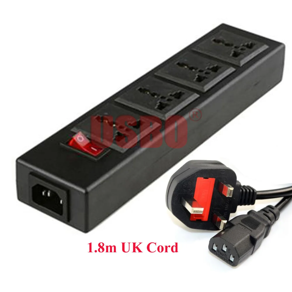 Черный 250v 13a 4 jack многофункциональный универсальный адаптер питания розетка PDU