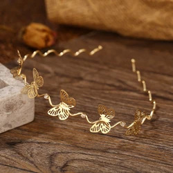 New Metal Butterfly Fresh Head Band Exquisite Retro Alloy Rhinestone Wave Headband Fashion Hair Accessories Women