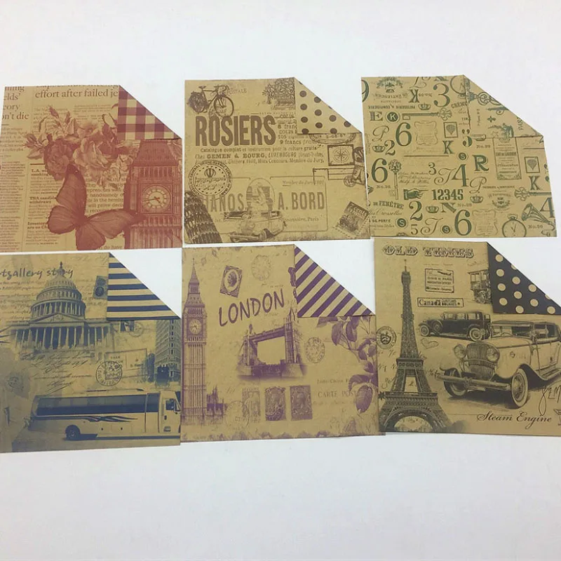 

60 Sheets Handmade Origami Multifunctional Scrapbooking Decorative Kraft Paper Craft Vintage 15*15CM Decorative Paper
