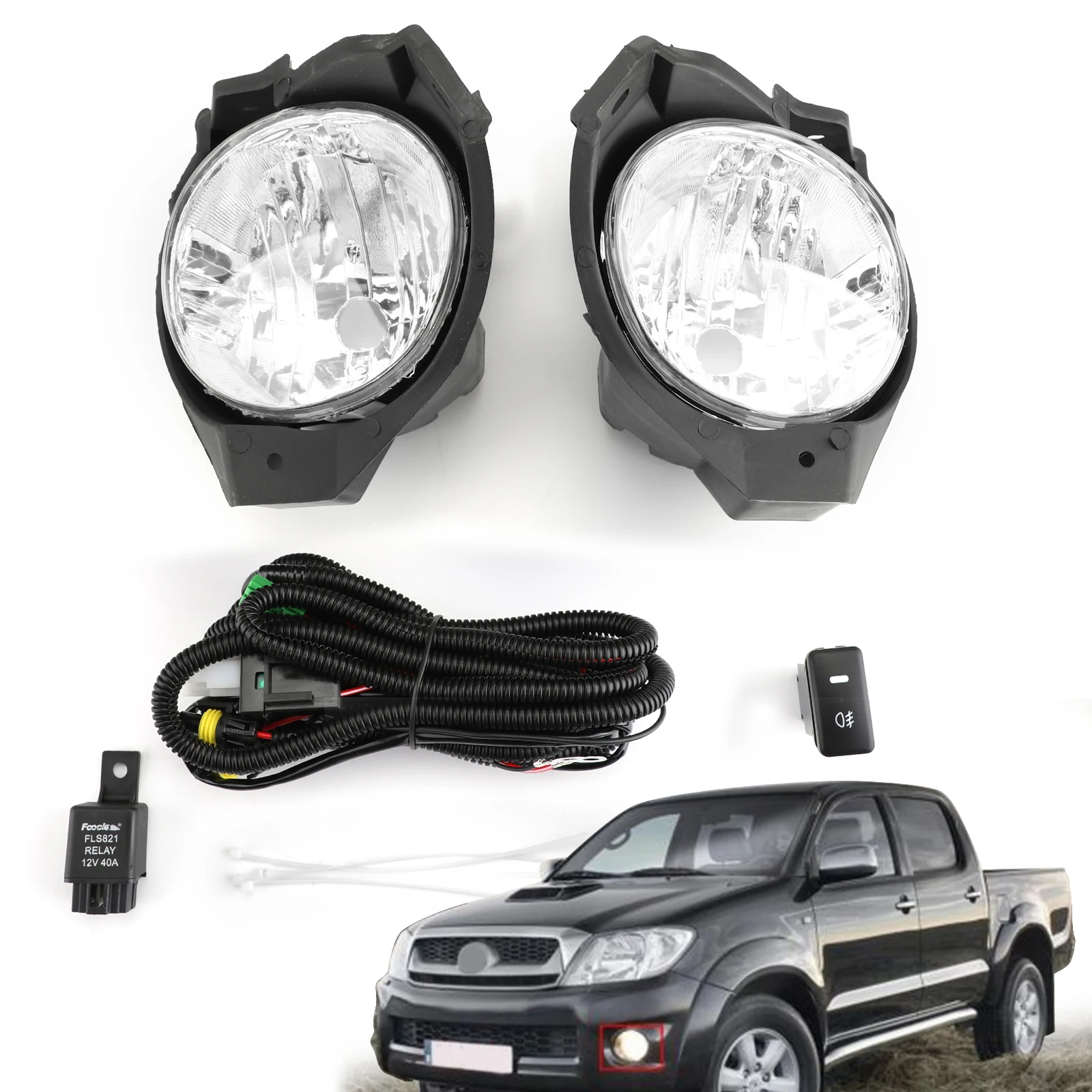 

Areyourshop 1 Pair Front Fog Light For Toyota Hilux Vigo MK6 2008-2011 Bumper Lamp Fog Light Lamp Car Accessories Parts
