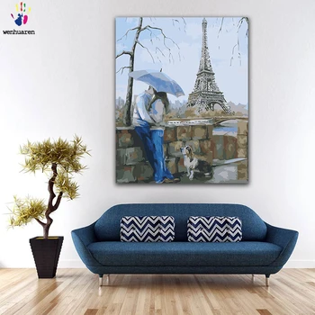 

DIY colorings pictures by numbers with colors Couple under the tower picture drawing painting by numbers framed Home