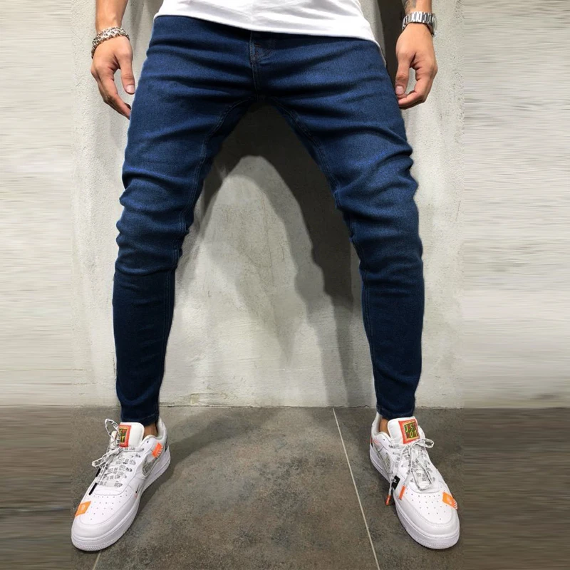 

Mens Casual Jeans European Size Men's Dark Blue Jeans