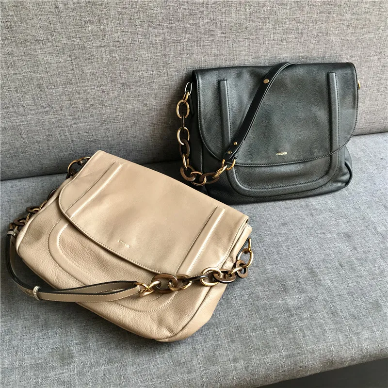 Kafunila real leather shoulder bag female genuine leather luxury handbags women bags designer high quality crossbody saddle bag