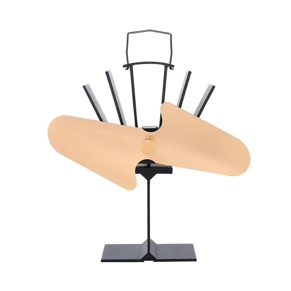 2 Лопасти тепла мощность дровяная плита экологичный вентилятор Дома Деревянная горелка для камина воздуходувки топливного пальто экономия печного вентилятора